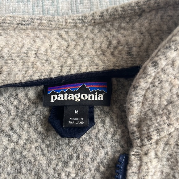 Patagonia Woolyester Oat Pullover Size M Tan and Navy Blue - Picture 3 of 7